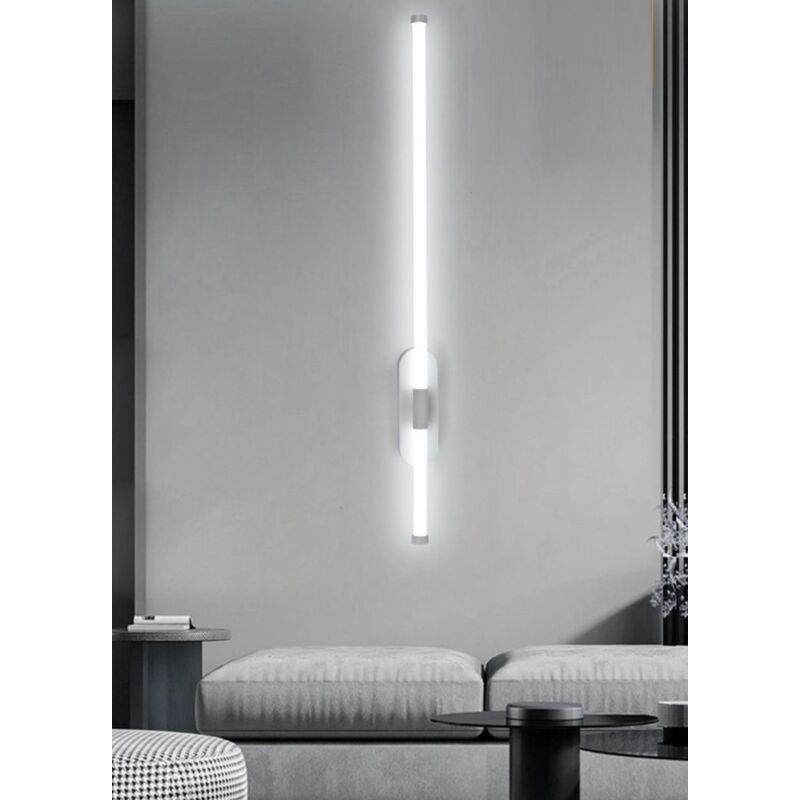 Image of Applique led 12W lineare bianco lampada da parete tubolare verticale orizzontale design moderno minimal luce per camera bagno Bianco freddo