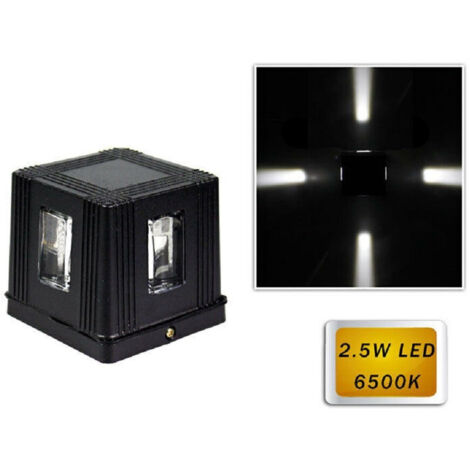 Applique Led 2,5 W Esterno Lampada Cubo A Parete Luce Moderna Giardino Nero Es32