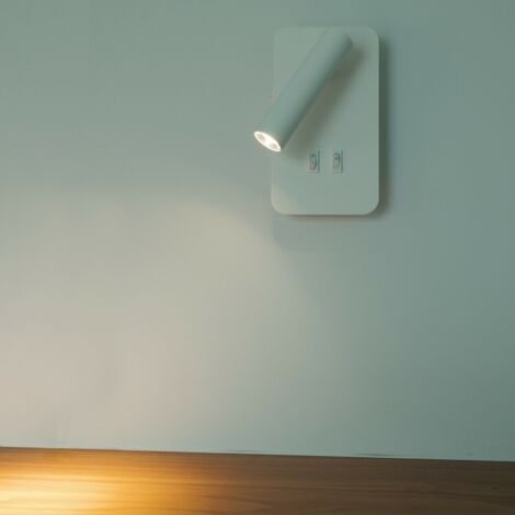 Applique LED 6W 2 in 1 lampada parete luce lettura orientabile comodino letto  Naturale 4000k