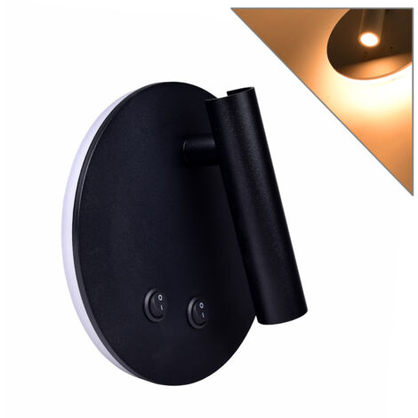 APPLIQUE LED 8W PER INTERNI CON DOPPIA EMISSIONE LUMINOSA A LUCE CALDA - DESIGN MODERNO NERO TONDO IN ALLUMINIO ILLUMINAZIONE D'AMBIENTE IDEALE PER SALOTTI CAMERE DA LETTO E SPAZI DOMESTICI MODERNI