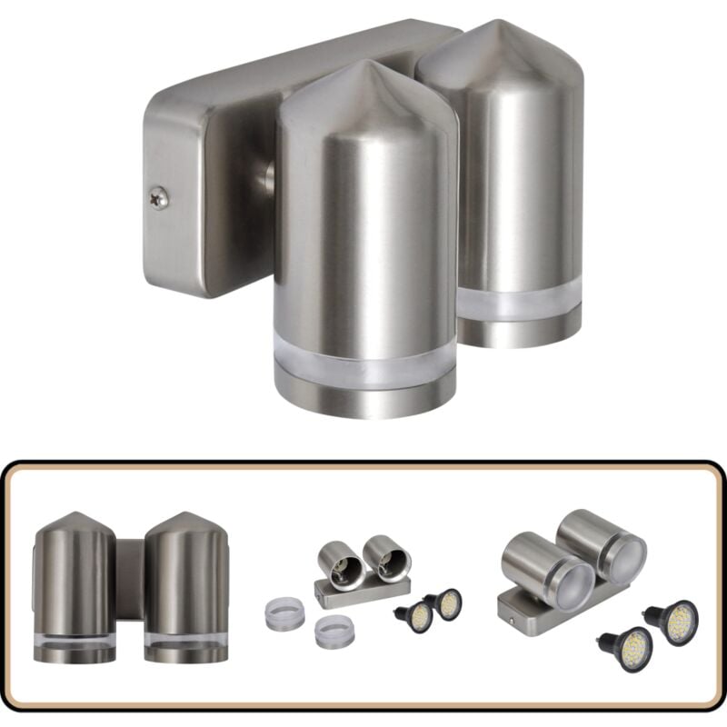 Applique led acier inoxydable avec tête conique - Applique Murale Led - Éclairage Extérieur - Luminaire Jardin - Lampadaire Extérieur - Éclairage