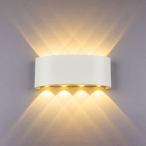 Applique LED bianca da 8 W, lampada da parete quadrata moderna in ABS con movimento su/giù, IP65, bianco caldo 3000 K, per interni/esterni, per camera da letto, soggiorno, hotel