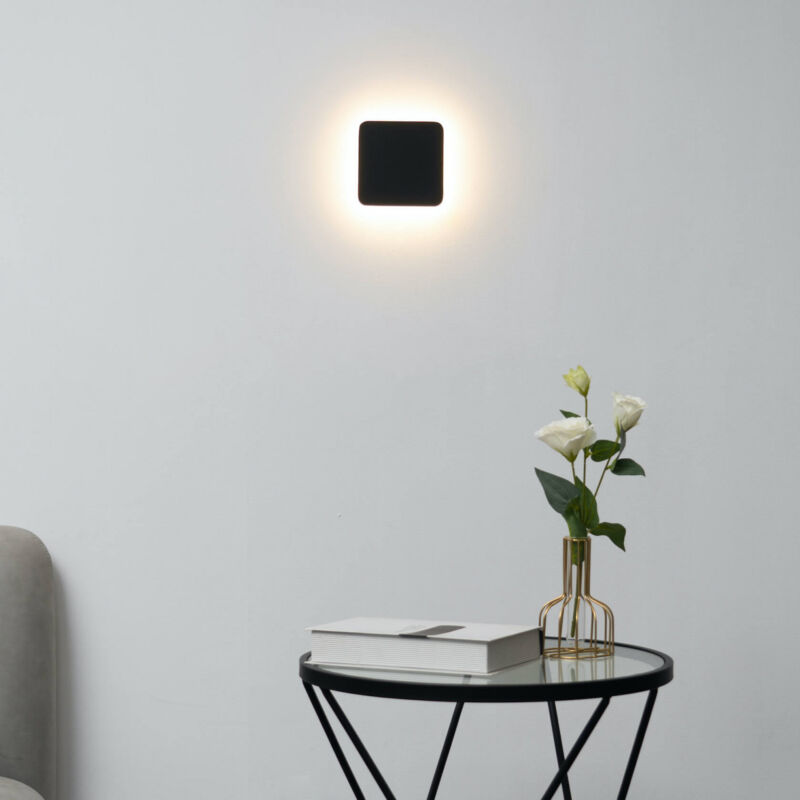 Kosilum - Applique led carrée bords arrondis minimaliste noire - Eporedia