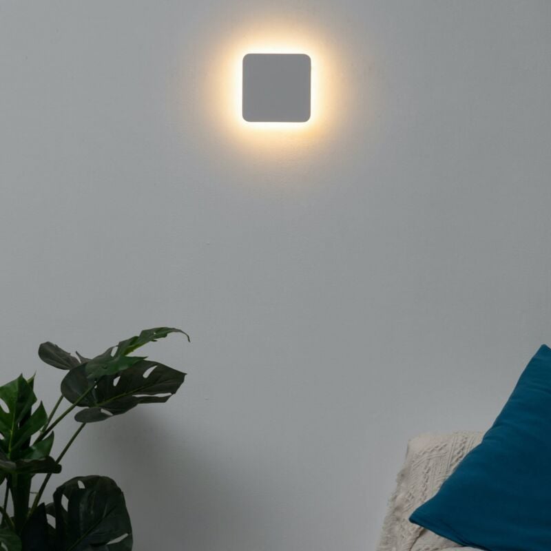 Kosilum - Applique led carrée bords arrondis minimaliste blanche - Eporedia