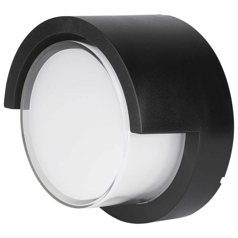 Applique led ronde 7W avec diffuseur semi-couvert Couleur Noir 3000K IP65