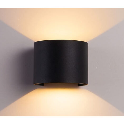 Applique Led Cob Lampada Parete 20W Ovale Nero Luce Calda Interno Esterno F-19