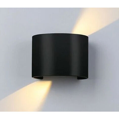 Applique Led Cob Lampada Parete 20W Ovale Nero Luce Naturale Interno Esterno F19