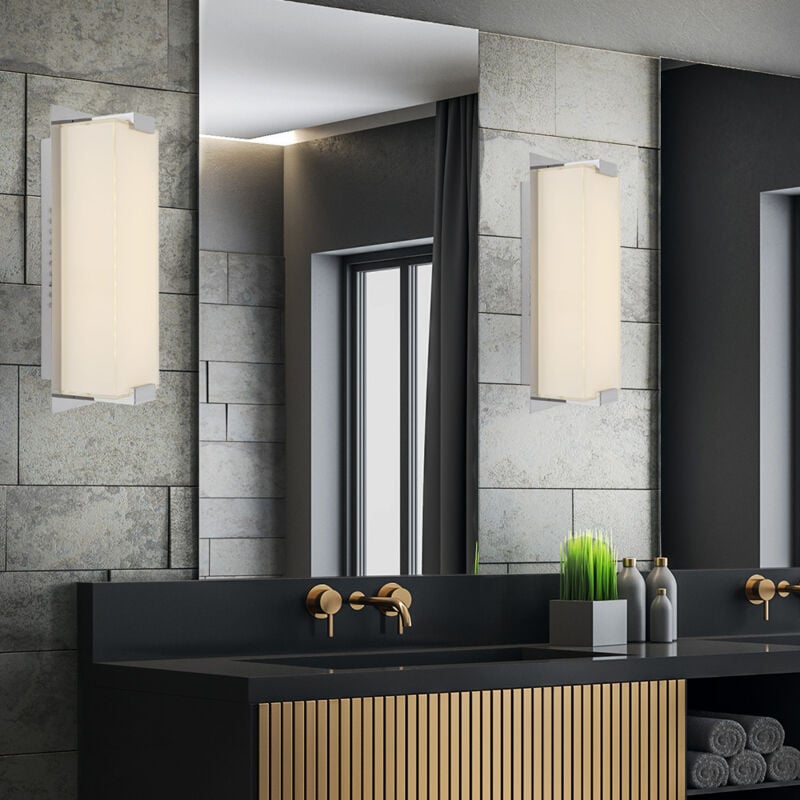 Applique led couloir lampe Escalier lampe Chrome applique chambre, verre dépoli. 6W 470lm blanc chaud, LxH 11x28 m, lot de 2