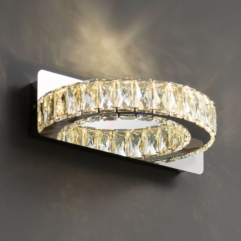 Kosilum - Applique LED cristal demi cercle design - Kuna - Argenté / Chromé