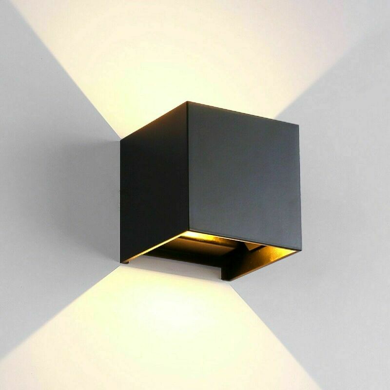 Image of Applique led cubo da esterno interno a parete 40w nero luce naturale 4000K