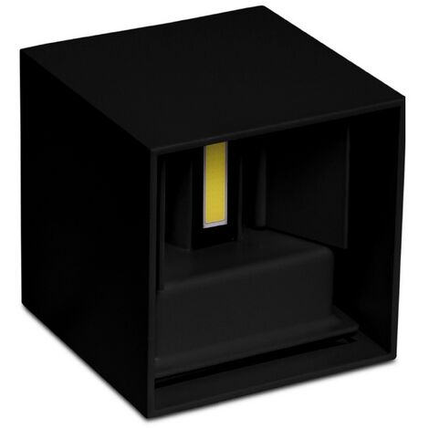 Applique Led cubo da parete 6W Doppia emissione Nero IP65 Bianco freddo 6000K Wisdom