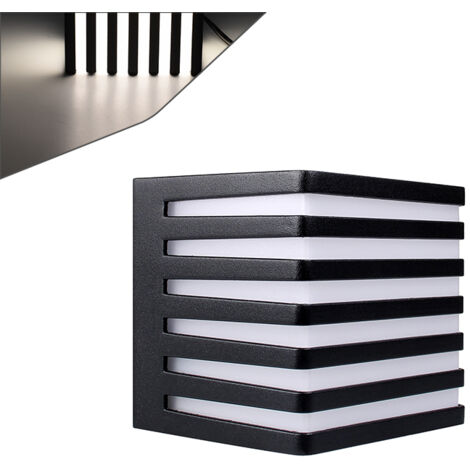 APPLIQUE LED CUBO IN ALLUMINIO NERO E PVC BIANCO LUCE NATURALE 4000K ILLUMINAZIONE MODERNA DA ESTERNO IP54 - DESIGN INNOVATIVO