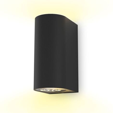 Applique LED da esterno IP44 nero moderno con 2 GU10 5W 400lm, luce bianca calda 3000K, luce verso l'alto e verso il basso, impermeabile, doppio fascio di luce