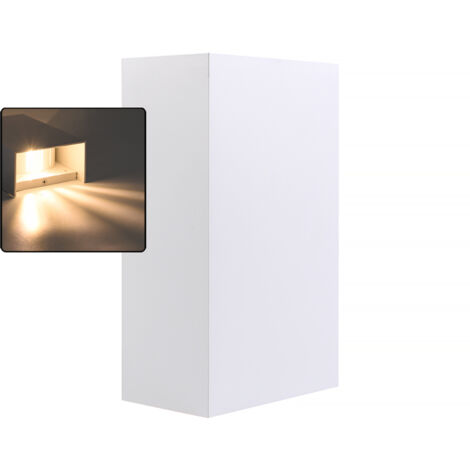 APPLIQUE LED DA ESTERNO RETTANGOLARE 10W IN ALLUMINIO BIANCO LUCE CALDA - DOPPIA EMISSIONE DI LUCE REGOLABILE