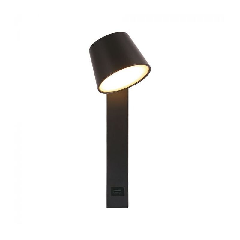 Image of V-tac - Applique led da parete in metallo 8W con porta usb design Cilindrico e Fascio Luminoso Regolabile 180° Colore Nero 3000K - 23406