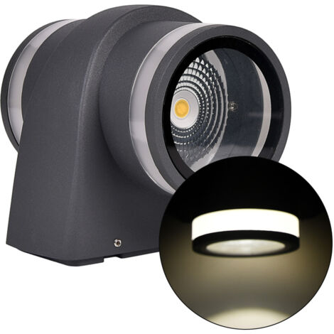 APPLIQUE LED DA PARETE 2x7W GRIGIO CON DOPPIA EMISSIONE A LUCE NATURALE - DESIGN CILINDRICO E ALTA EFFICIENZA ENERGETICA PER ESTERNI