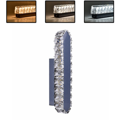 APPLIQUE LED DA PARETE 5W IN ACCIAIO E VETRO CON INTERRUTTORE CCT SWITCH - LUCE CALDA NATURALE E FREDDA DESIGN MODERNO ED ELEGANTE PER INTERNI