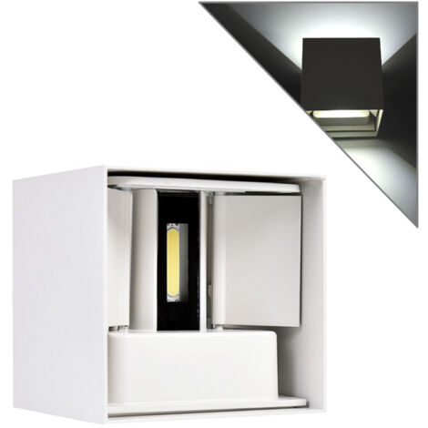 APPLIQUE LED DA PARETE 6W BIANCO DESIGN MODERNO A CUBO - DOPPIA EMISSIONE REGOLABILE LUCE FREDDA PER INTERNI ED ESTERNI IP65