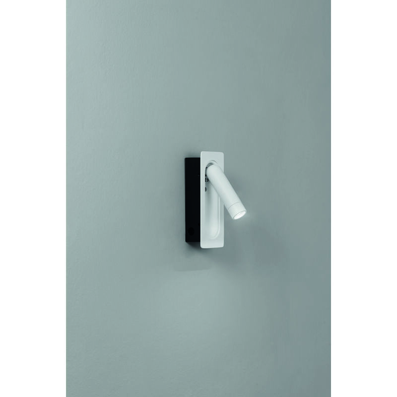 Image of Applique LED DEFOE ad incasso in alluminio bianco con punto luce estraibile e orientabile - Bianco