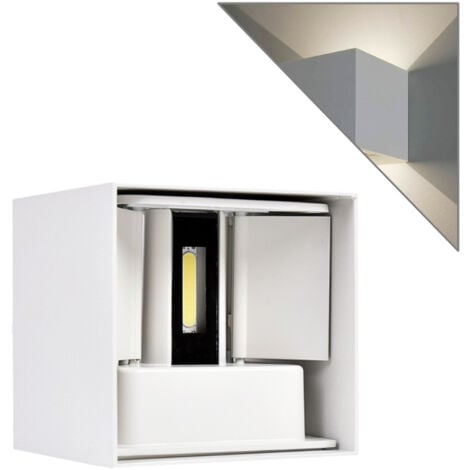 APPLIQUE LED DESIGN MODERNO 6W CUBO BIANCO IP65 LUCE NATURALE 4000K° - DOPPIA EMISSIONE REGOLABILE ALTA EFFICIENZA LUMINOSA CON CHIP LED INTEGRATI