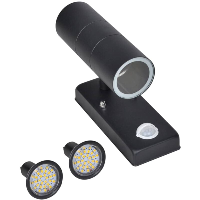 Vidaxl - Lampe murale à led avec capteur Inox Forme cylindrique Noir