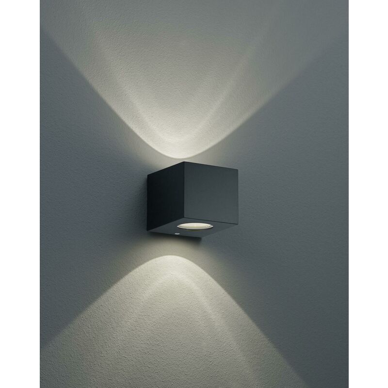 Image of Trio lighting italia cordoba applique led biemissione da esterno 2w luce calda 3000k colore nero opaco r28222632