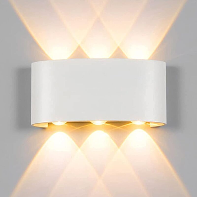 Applique led extérieur 6W Applique led blanc chaud IP65 éclairage mural moderne effet lumineux haut et bas en aluminium (blanc 6W blanc chaud)