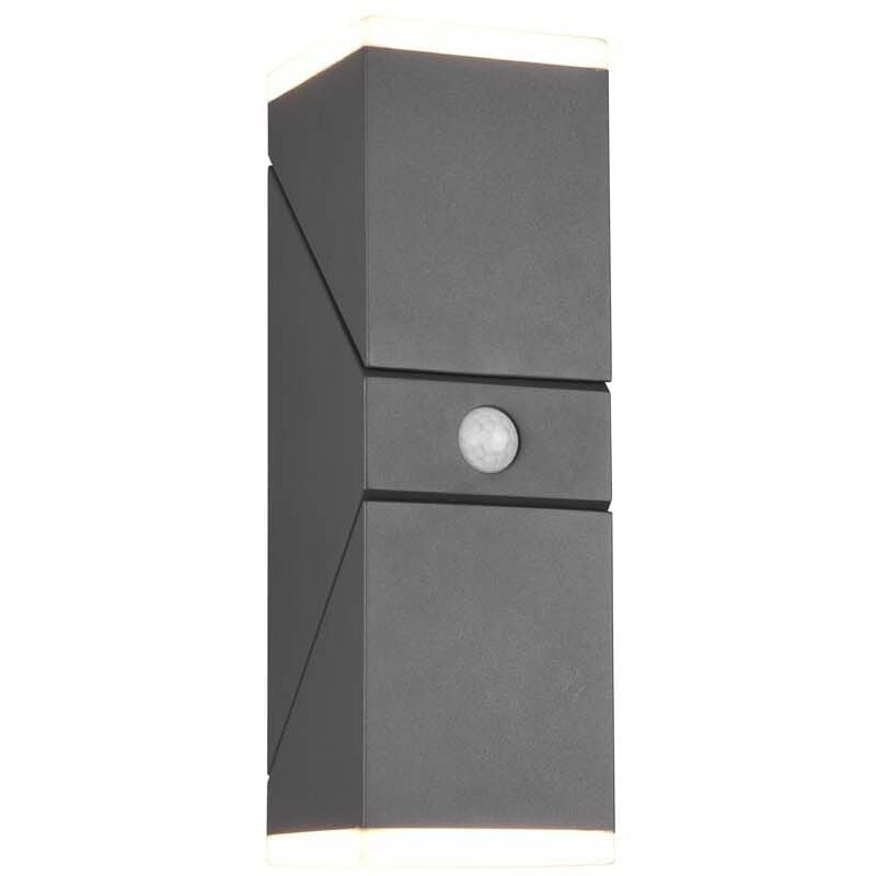 Applique led extérieure Avon en anthracite avec 2 diffuseurs orientables, capteur de mouvement IP54 h. 28cm.