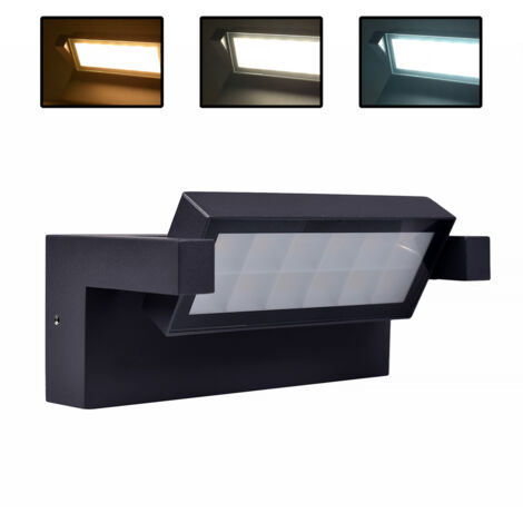 APPLIQUE LED GRIGIO 21W DA ESTERNO IP65 - ILLUMINAZIONE REGOLABILE CON CCT SWITCH 3 TEMPERATURE COLORE 3000K - 4000K - 6500K