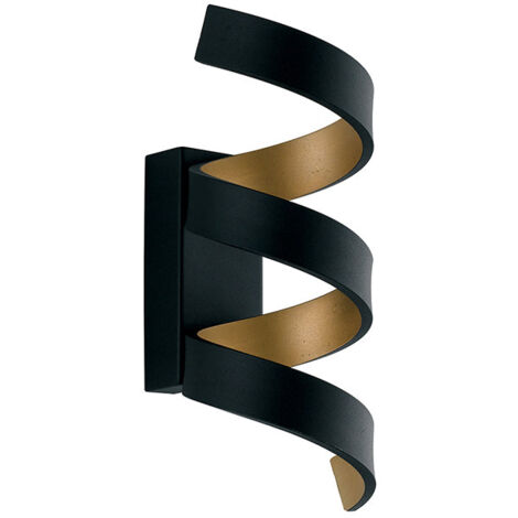 "Applique LED HELIX in alluminio nero e oro 9W 3000K (Luce calda)"