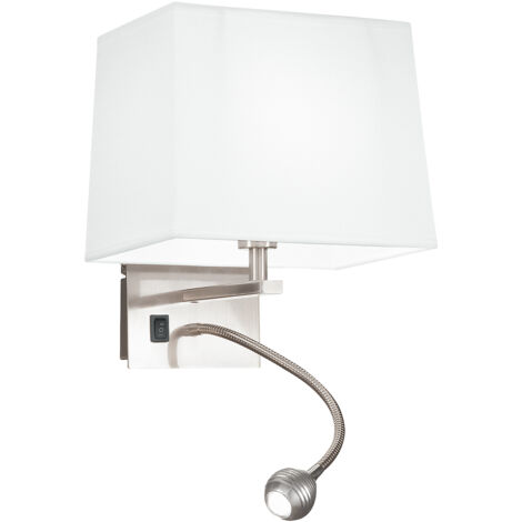 "Applique LED HELLY in tessuto bianco con braccio flessibile con attacco E14"
