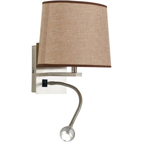 "Applique LED HELLY in tessuto ecrù con braccio flessibile con attacco E14"