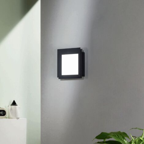 Applique LED in metallo Nero 24x24 cm e diffusore in acrilico PASSPARTOU