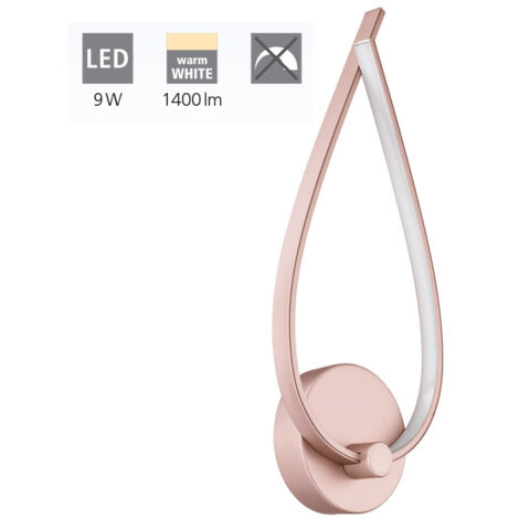 Applique Led Interno Lampada a Parete Rotonda Alluminio Oro Rosa Lasana Eglo