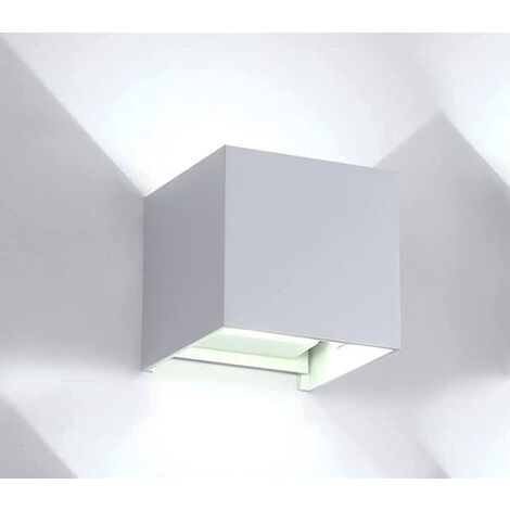 Applique Led Lampada Muro 20W Cubo Bianco Luce Fredda Interno Esterno F18