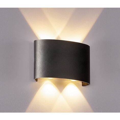 Applique LED Lampada Parete 12W Ovale Nero Doppia Luce Calda Esterno Interno D10