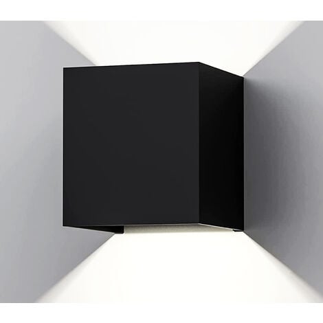 Applique Led Lampada Parete 20W Cubo Nero Doppia Luce Fredda Interno Esterno