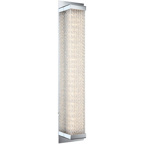 Applique LED lampe de cage d'escalier lampe de salon verre chrome applique murale, 12W 1020lm blanc chaud, LxH 10x47,5 cm, Globo 46633-3
