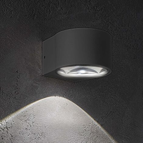 Applique LED Lens IP65 pour Extérieur et Intérieur en Aluminium Moulé sous Pression Gris Foncé 6W 3000K Design Moderne Compact et Élégant