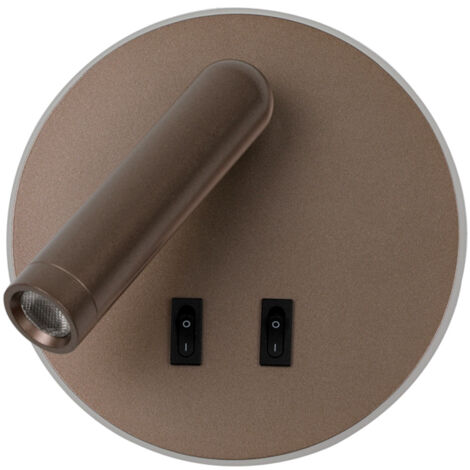 Applique LED lettura moderna caffè 8W Furla Italux switch
