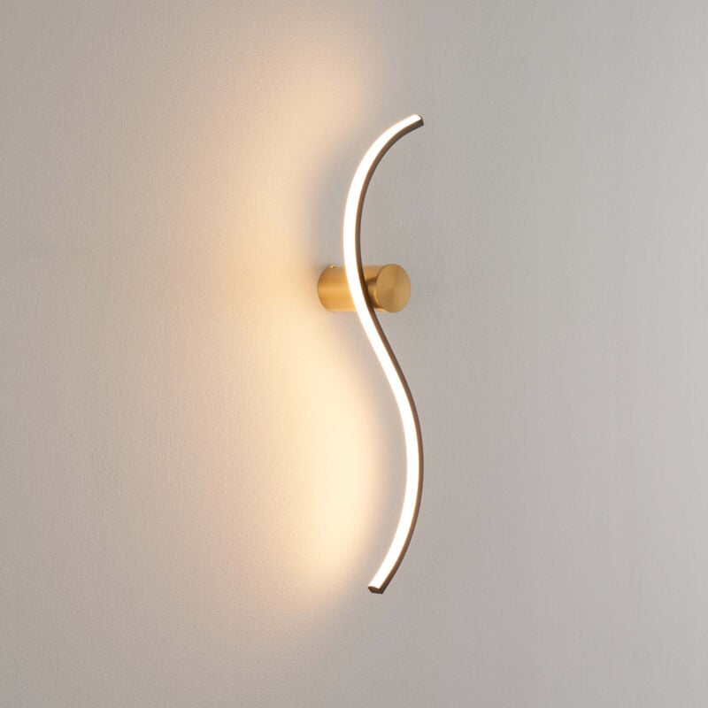 Kosilum - Applique led longue vague noire et support laiton - Curva