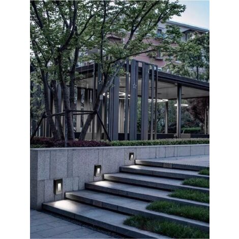 Applique Led Luce Bianca Faretto 12 W Segnapassi A Muro Esterno Nero Ip65 Es62