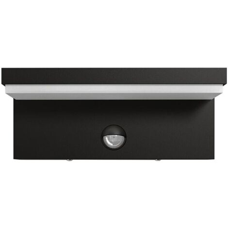 Applique Led Luce Calda 10w Lampada Con Sensore Rileva Movimento Ir Nero Ip54