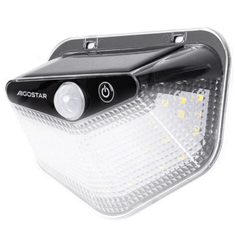 Applique Led multiangolo 20W Nero con pannello solare IP65 Bianco freddo 6500K con sensore crepuscolare e di movimento Aigostar
