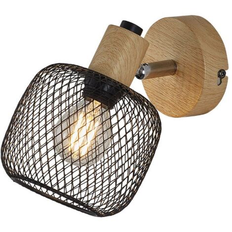Applique LED murale 1xE14 23W IP20 – Noir &amp bois