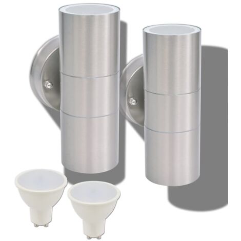 Applique LED Parete 2pz Acciaio Inox Proiezione Alto/Basso vidaXL