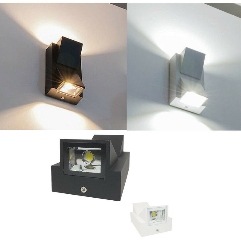 Image of Applique led per interni o esterni faretto doppia luce 10w lampada muro parete colore: nero tonalita' luce: bianco caldo 3000k