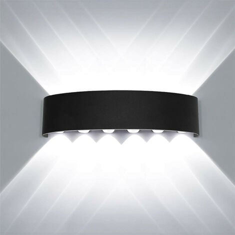 AXHUP Applique LED per Interno, 12W Moderna Lampada da Parete in Alluminio, IP65 Up Down Lampada per Corridoio Cucina Isaland Camera da Letto Scala (Nero/Bianco Freddo)