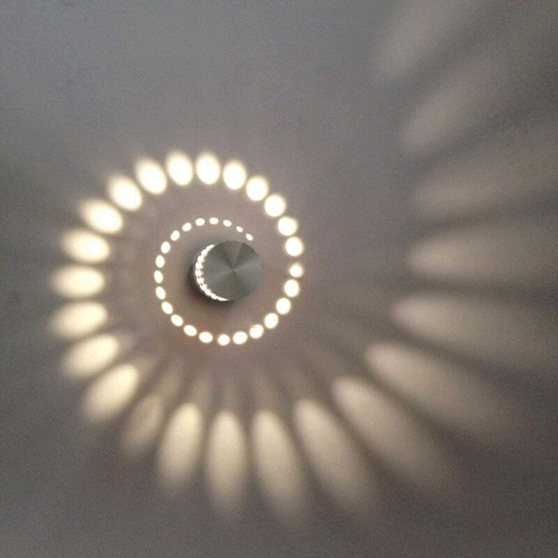 Image of Applique led per Interno, 3W Moderna Lampada da Parete in Alluminio, Effetto Spirale Lampada per Corridoio Cucina Isaland Camera da Letto Scala