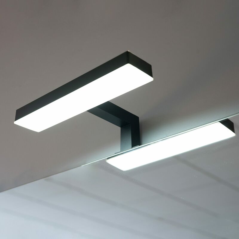 Kiamami Valentina - Applique Led Per Specchio Bagno Con Finitura Nera 20X5x12.5 Nettuno